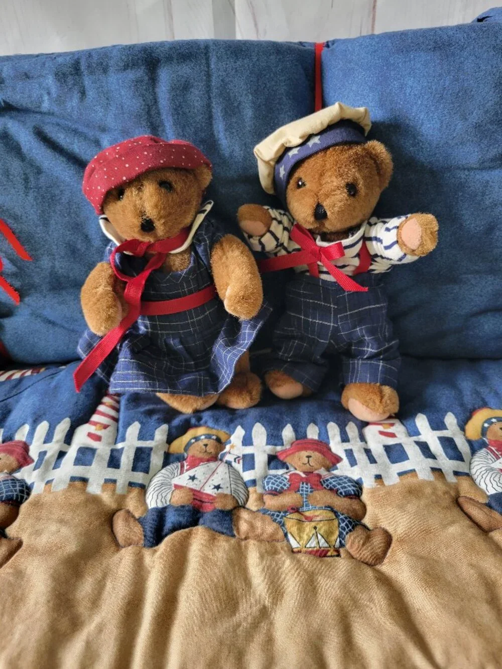 Blue Jean Teddy Daisy Kingdom Sailor Bear Americana Complete Sailboat Lighthouse